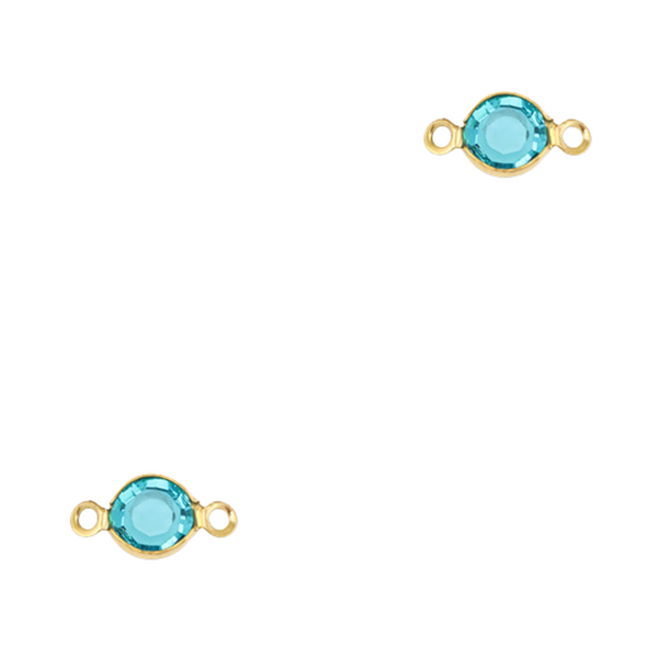 Bedel (Stainless Steel) Zirkonia Tussenstuk Blauw 13mm Goud - 1 stuk