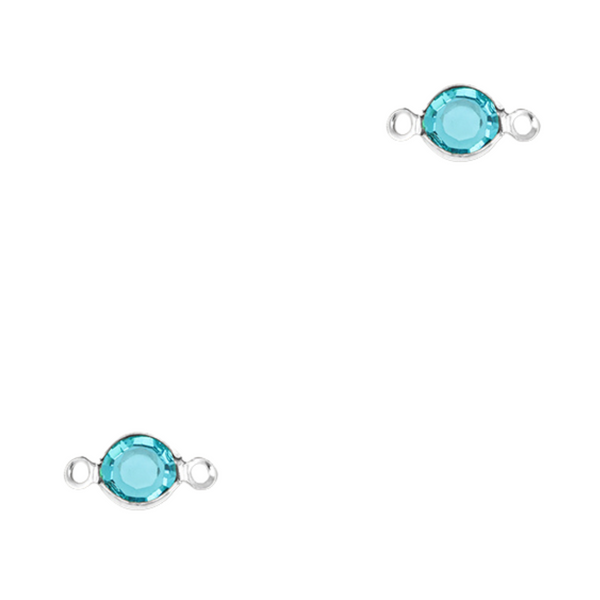 Bedel (Stainless Steel) Zirkonia Tussenstuk Blauw 13mm Zilver - 1 stuk
