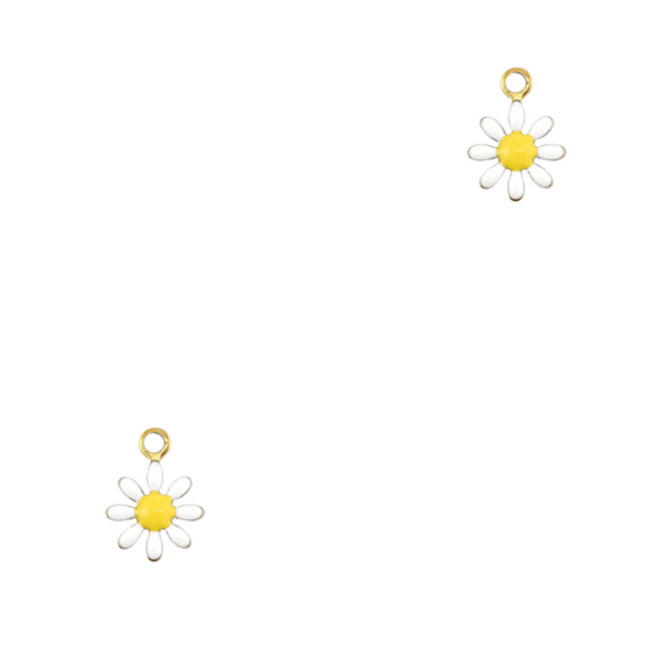 Bedel (Stainless Steel) Madeliefje Wit 10mm Goud - 1 stuk