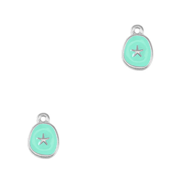 DQ Bedel Zeester Munt 15mm Turquoise Zilver - 1 stuk
