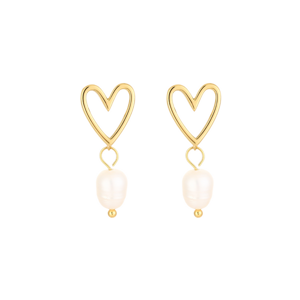 Oorbellen Stud Heart Pearl