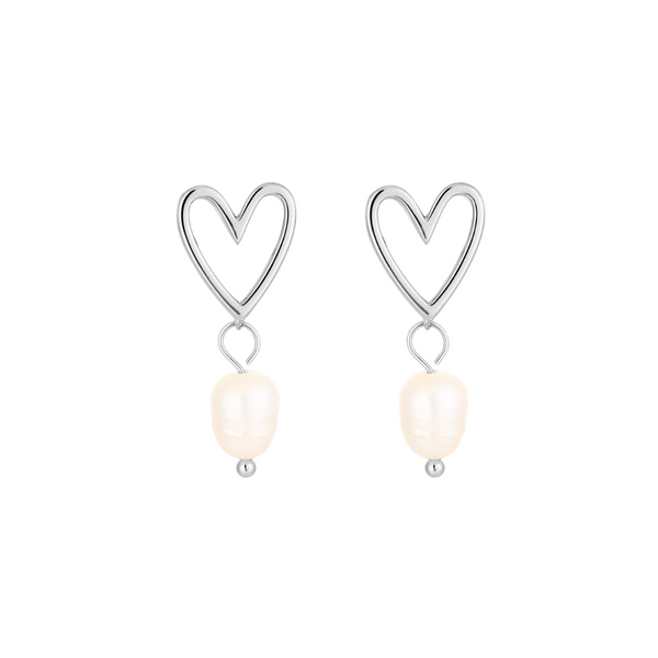 Oorbellen Stud Heart Pearl