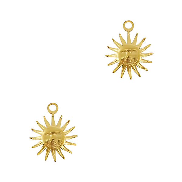 Bedel (Stainless Steel) Zon Met Gezicht 14mm Goud - 1 stuk