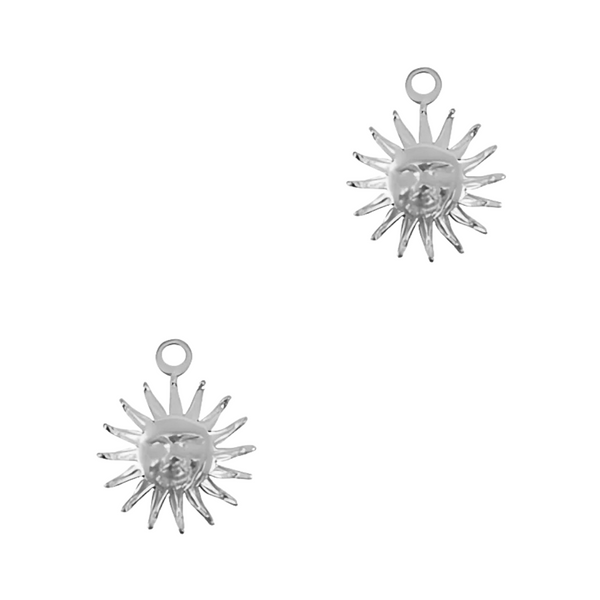 Bedel (Stainless Steel) Zon Met Gezicht 14mm Zilver - 1 stuk