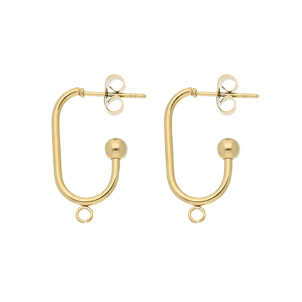 Oorbel Stekers Rectangle Met Oog (stainless steel) Goud - 1 paar