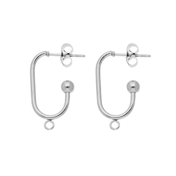 Oorbel Stekers Rectangle Met Oog (stainless steel) Zilver - 1 paar