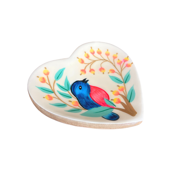 Schaaltje Hart Met Vogeltje Hout