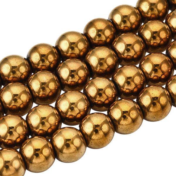 10mm Natuursteen Kralen Rond Hematiet Goud - 10 Stuks