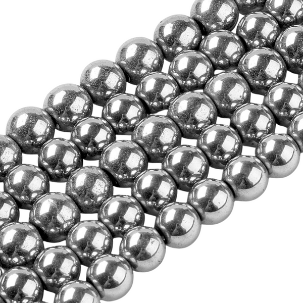 10mm Natuursteen Kralen Rond Hematiet Zilver - 10 Stuks