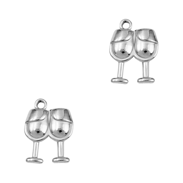 Bedel (Stainless steel) Wijn Glazen 17mm Zilver - 1 stuk