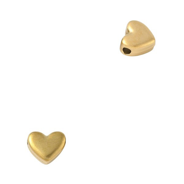 Metalen Kraal (Stainless steel) Hart 7x8mm Goud - 1 stuk