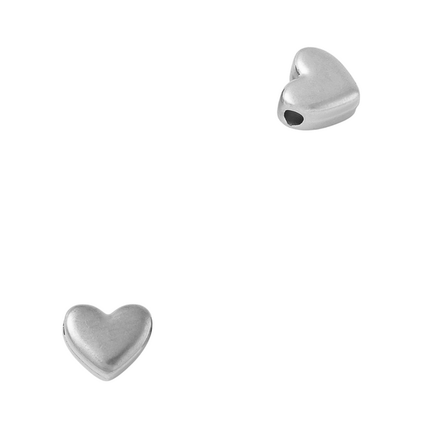 Metalen Kraal (Stainless steel) Hart 7x8mm Zilver - 1 stuk