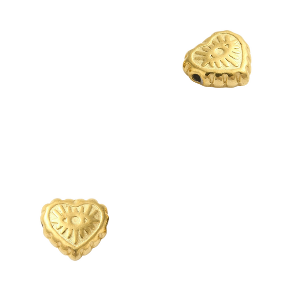Metalen Kraal (Stainless steel) Hart Oog 7x8mm Goud - 1 stuk