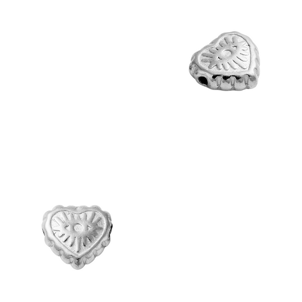 Metalen Kraal (Stainless steel) Hart Oog 7x8mm Zilver - 1 stuk