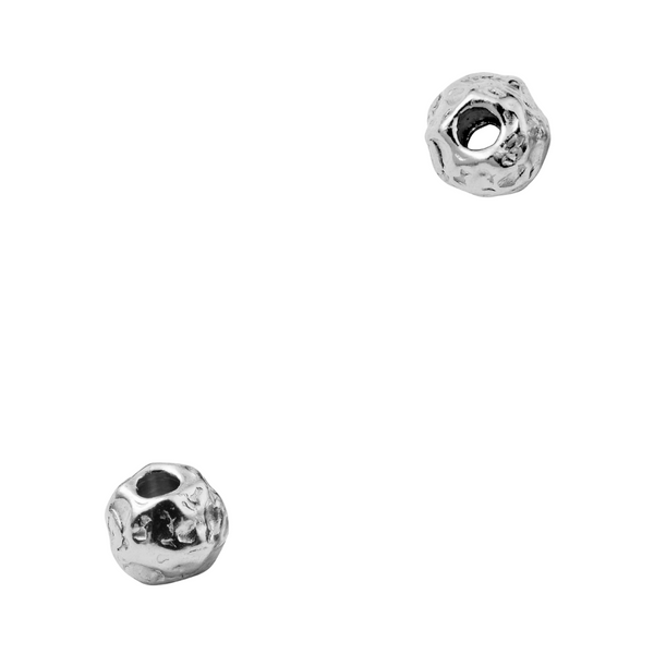 Metalen Kraal (Stainless steel) Rond Textuur 5mm Zilver - 1 stuk