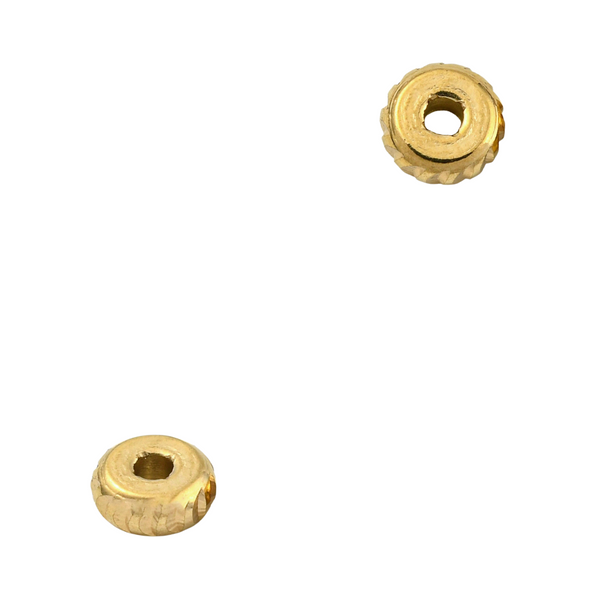 Metalen Kraal (Stainless steel) Disc Textuur 5mm Goud - 1 stuk