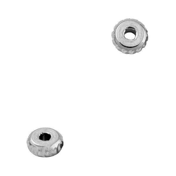 Metalen Kraal (Stainless steel) Disc Textuur 5mm Zilver - 1 stuk