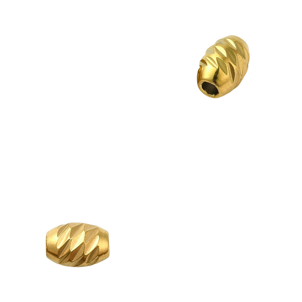 Metalen Kraal (Stainless steel) Ovaal Textuur 7x5mm Goud - 1 stuk