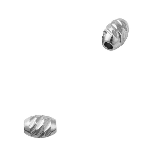 Metalen Kraal (Stainless steel) Ovaal Textuur 7x5mm Zilver - 1 stuk