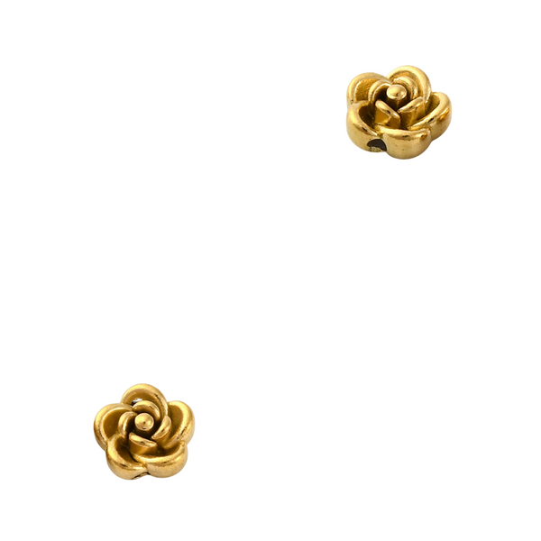 Metalen Kraal (Stainless steel) Bloem Roos 5x5mm Goud - 1 stuk