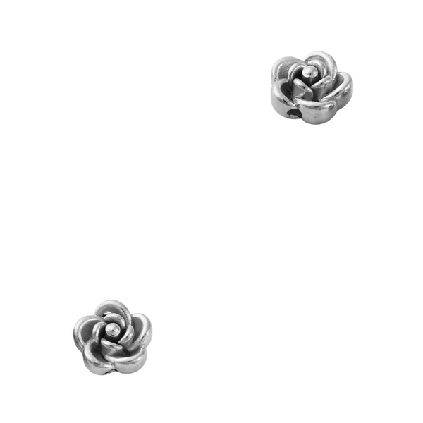 Metalen Kraal (Stainless steel) Bloem Roos 5x5mm Zilver - 1 stuk