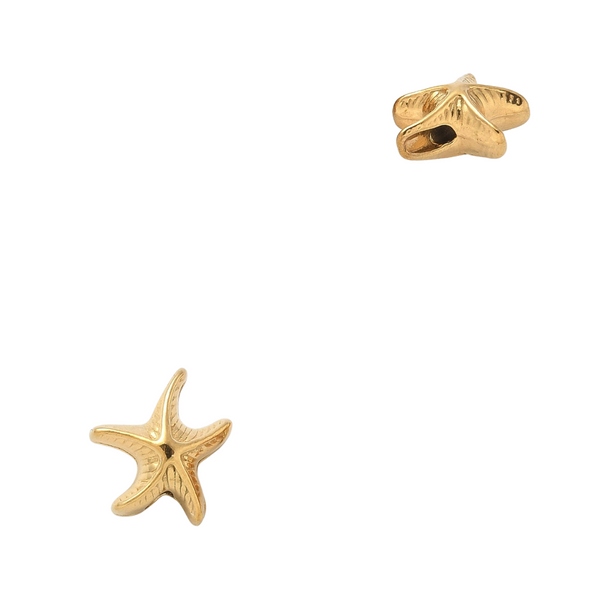 Metalen Kraal (Stainless steel) Zeester 8.5x9.5mm Goud - 1 stuk