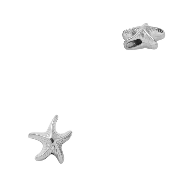 Metalen Kraal (Stainless steel) Zeester 8.5x9.5mm Zilver - 1 stuk