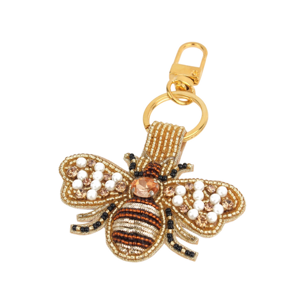 Sleutelhanger Kralen Bij - Goud Bruin