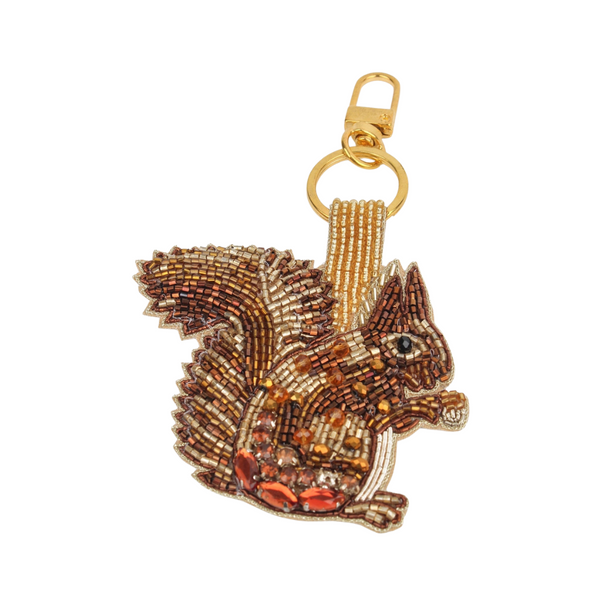 Sleutelhanger Kralen Eekhoorn - Goud Bruin