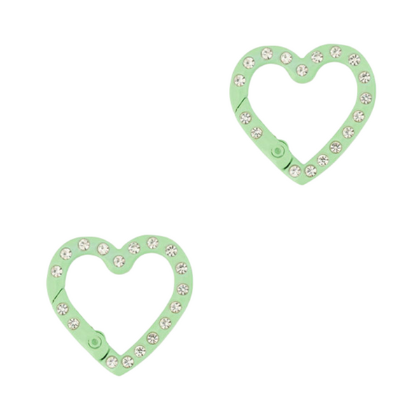 Sleutelhanger Ring Hart 26mm Groen Steentjes - 1 Stuk