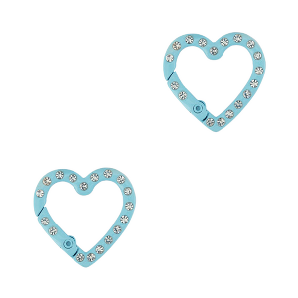 Sleutelhanger Ring Hart 26mm Licht Blauw Steentjes - 1 Stuk