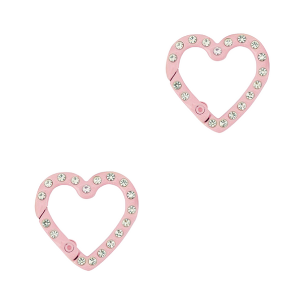 Sleutelhanger Ring Hart 26mm Roze Steentjes - 1 Stuk