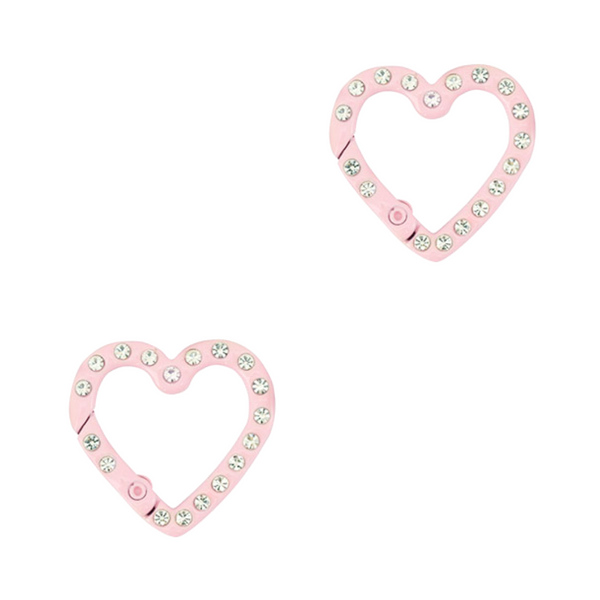 Sleutelhanger Ring Hart 26mm Licht Roze Steentjes - 1 Stuk