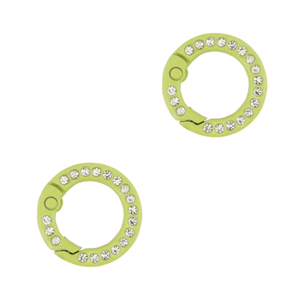 Sleutelhanger Ring Rond 20mm Groen Steentjes - 1 Stuk