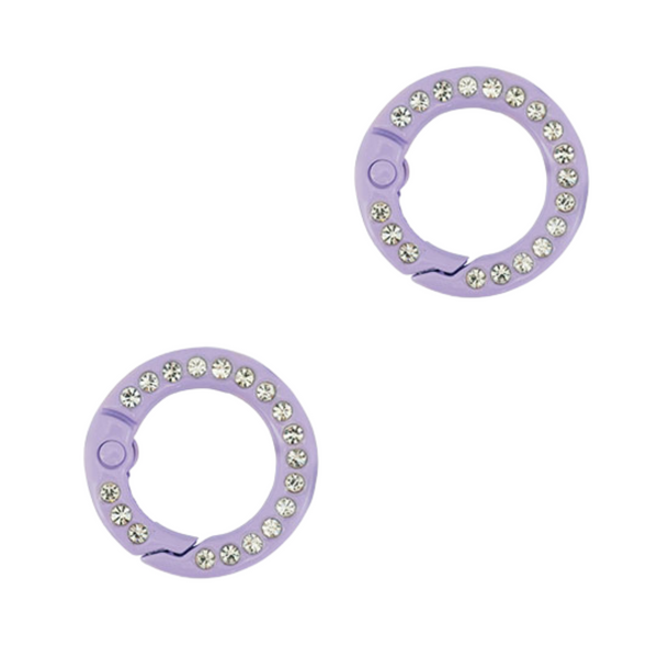 Sleutelhanger Ring Rond 20mm Paars Steentjes - 1 Stuk