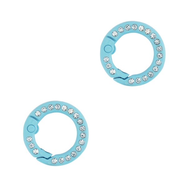 Sleutelhanger Ring Rond 20mm Licht blauw Steentjes - 1 Stuk