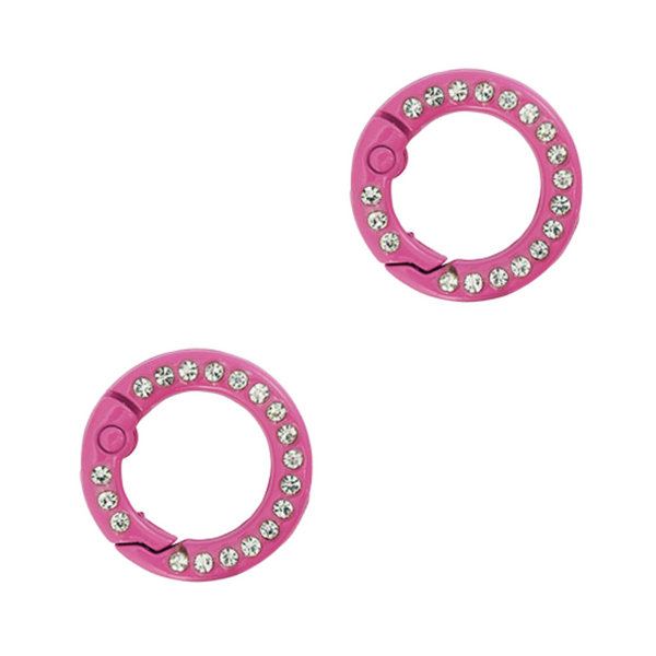 Sleutelhanger Ring Rond 20mm Roze Steentjes - 1 Stuk