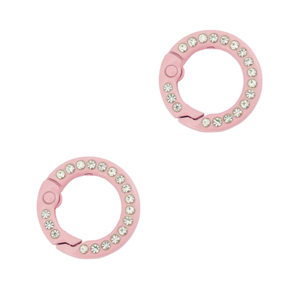 Sleutelhanger Ring Rond 20mm Licht Roze Steentjes - 1 Stuk