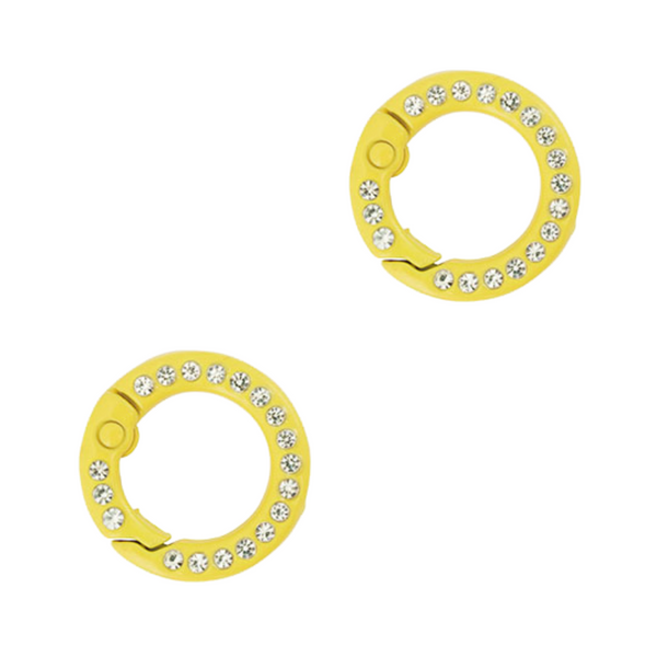 Sleutelhanger Ring Rond 20mm Geel Steentjes - 1 Stuk
