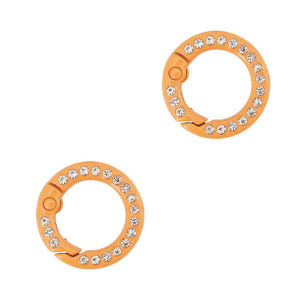 Sleutelhanger Ring Rond 20mm Oranje Steentjes - 1 Stuk