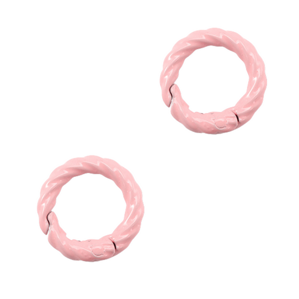 Sleutelhanger Ring Rond 20mm Licht Roze Twist - 1 Stuk