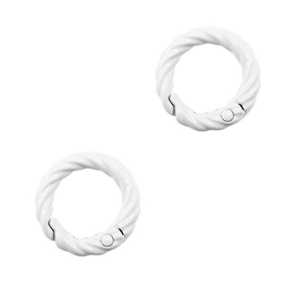 Sleutelhanger Ring Rond 20mm Wit Twist - 1 Stuk