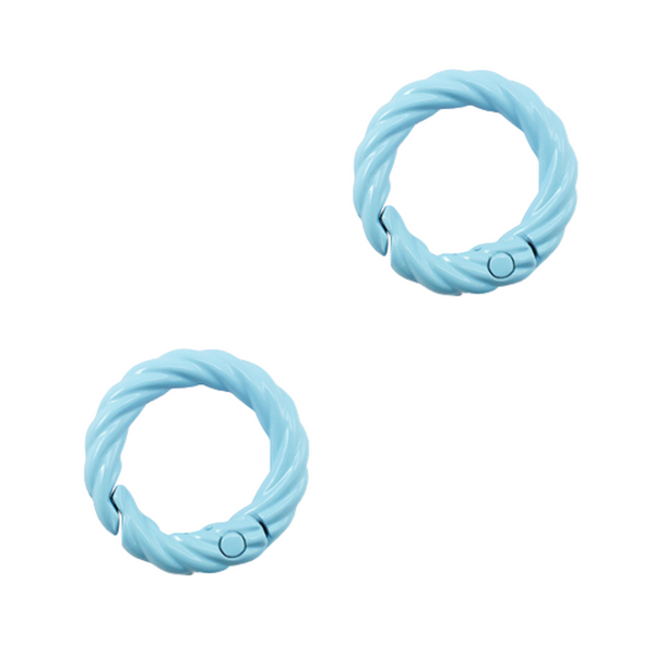 Sleutelhanger Ring Rond 20mm Licht Blauw Twist - 1 Stuk