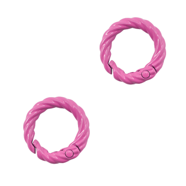 Sleutelhanger Ring Rond 20mm Roze Twist - 1 Stuk