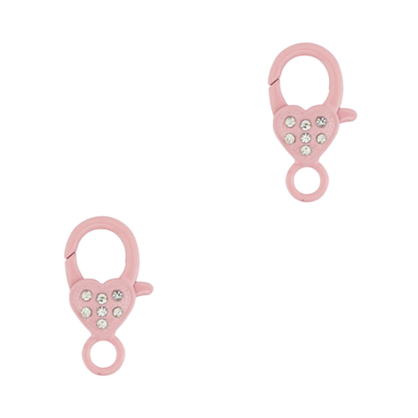 Sleutelhanger Karabijnslot 26mm Licht Roze Steentjes - 1 Stuk