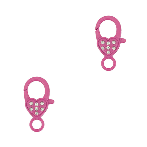 Sleutelhanger Karabijnslot 26mm Roze Steentjes - 1 Stuk