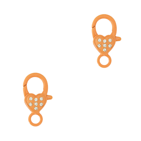 Sleutelhanger Karabijnslot 26mm Oranje Steentjes - 1 Stuk