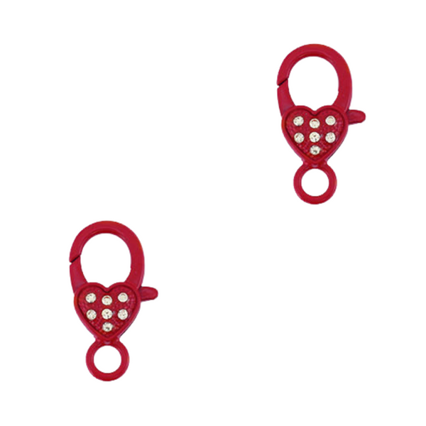 Sleutelhanger Karabijnslot 26mm Rood Steentjes - 1 Stuk