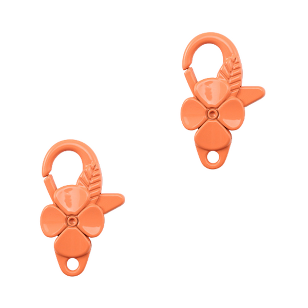 Sleutelhanger Karabijnslot 35mm Oranje Bloem - 1 Stuk