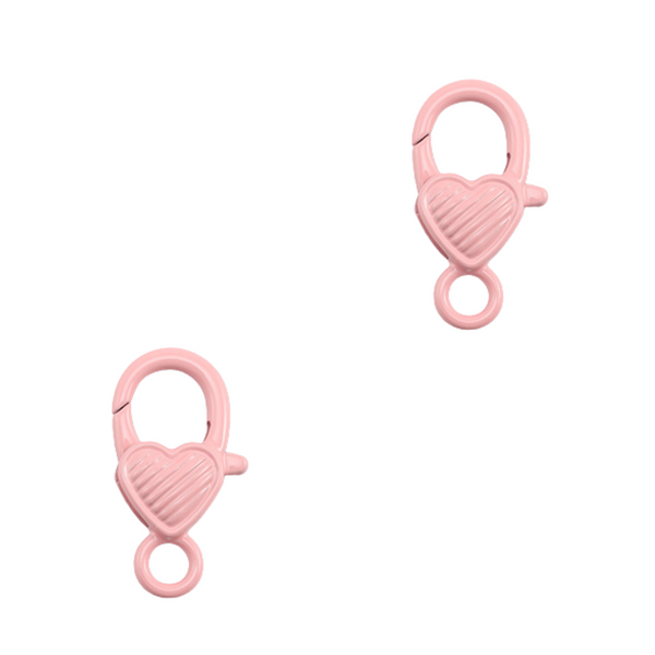 Sleutelhanger Karabijnslot 27mm Licht Roze Hart - 1 Stuk